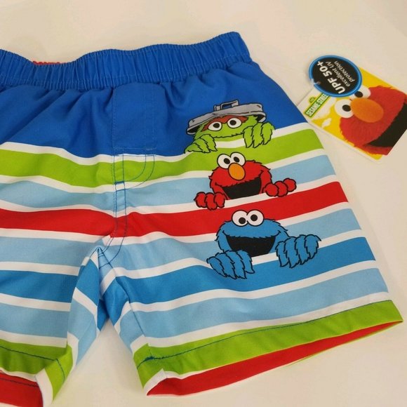 Sesame Street Infant Boys 3/6 Months Swimsuit UPF 50+ Board Shorts Swim Elmo New - Picture 4 of 12